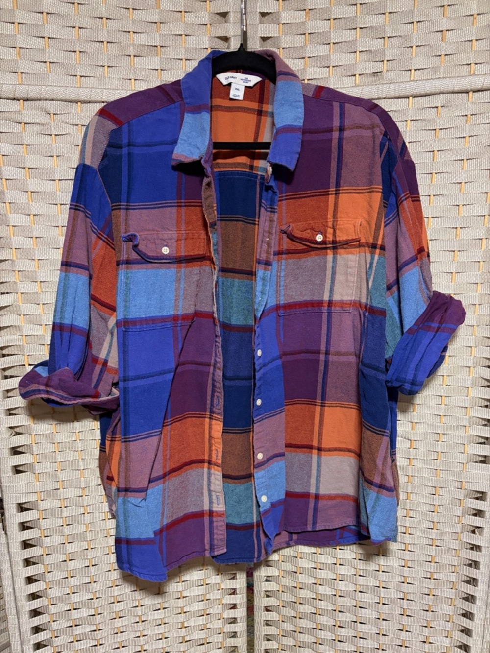 Old Navy “The Boyfriend Shirt” - Blue, Purple & Orange